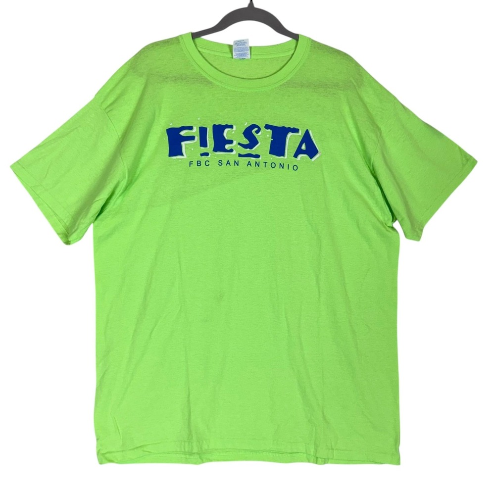 Port & Company Shirt Mens XL Green Fiesta FBC San Antonio Graphic Tee Texas